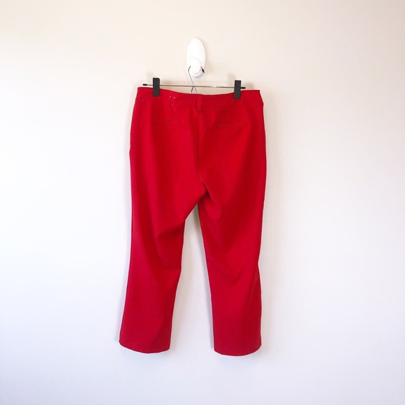 Jules & Leopold Red Trousers Cropped Stretch Pull On Casual Pants Size Large - Picture 2 of 10